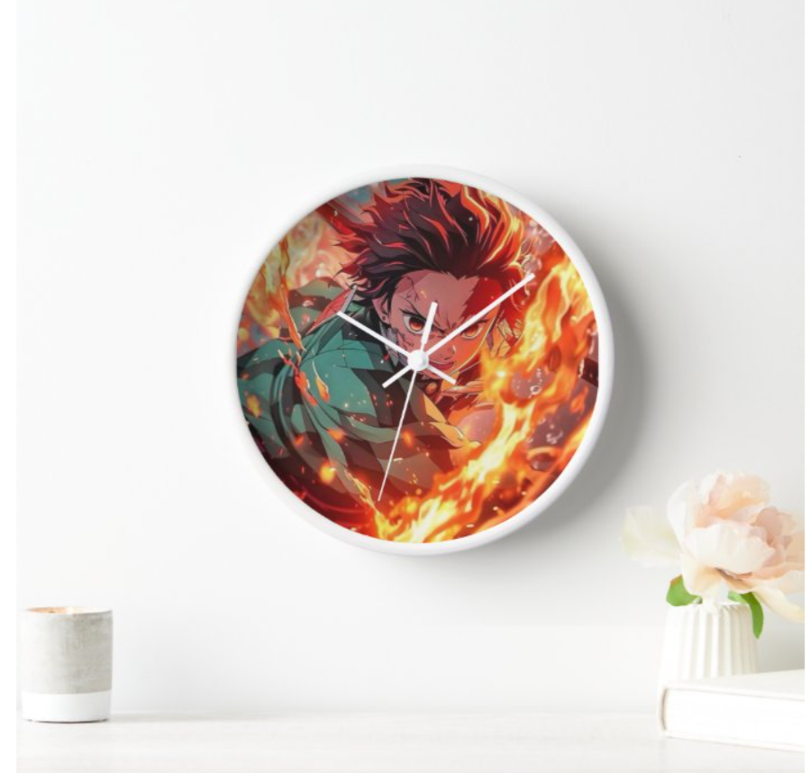 Flame Fighter Anime Wall Clock