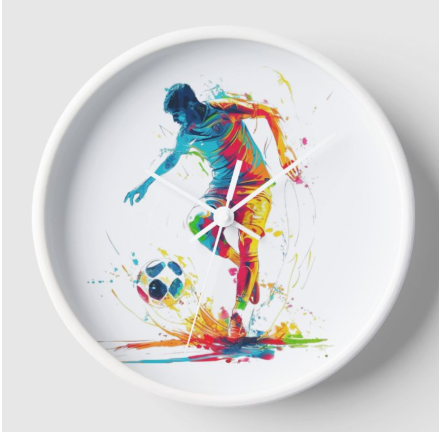 Color Splash Soccer Wall Clock