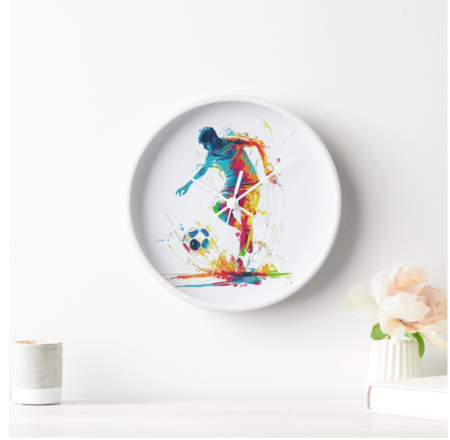 Color Splash Soccer Wall Clock
