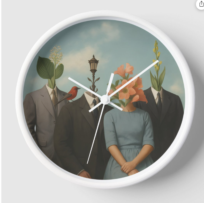 Surreal Floral Art Wall Clock