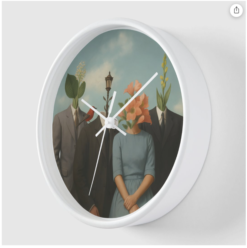 Surreal Floral Art Wall Clock
