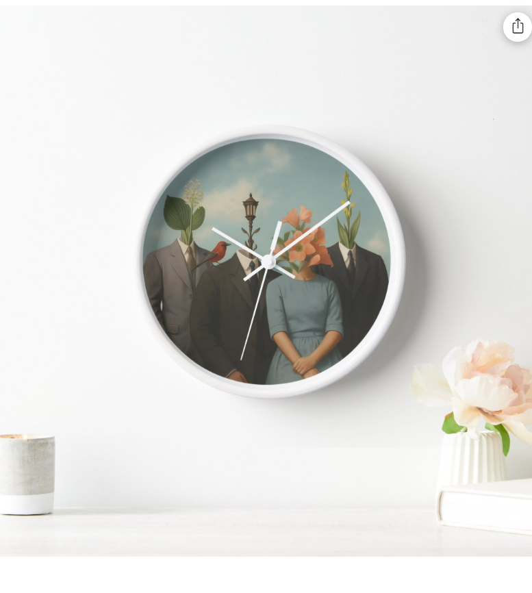 Surreal Floral Art Wall Clock