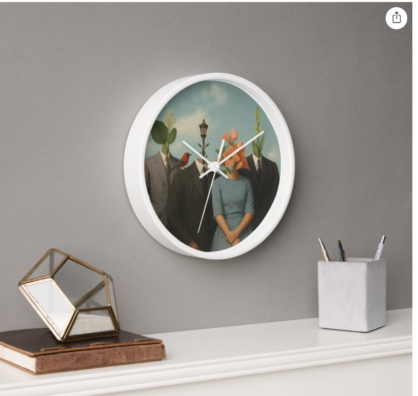 Surreal Floral Art Wall Clock