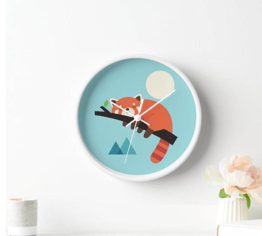 Adorable Red Panda Wall Clock