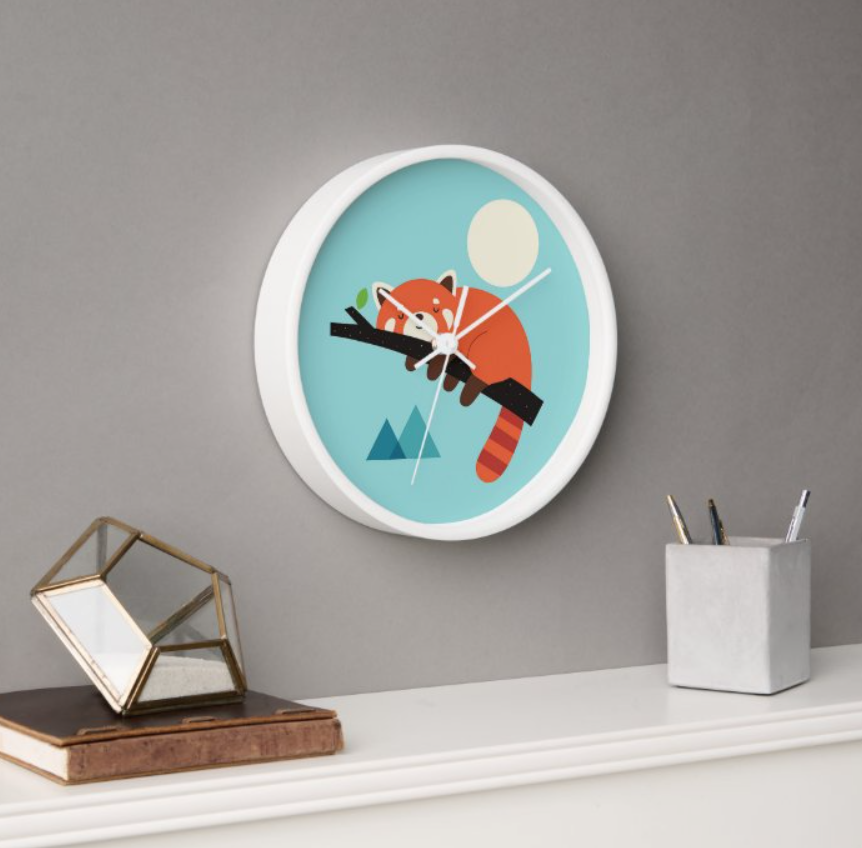 Adorable Red Panda Wall Clock