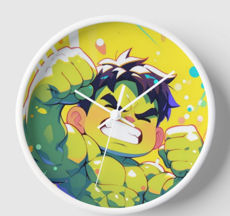 Cartoon Hulk Wall Clock