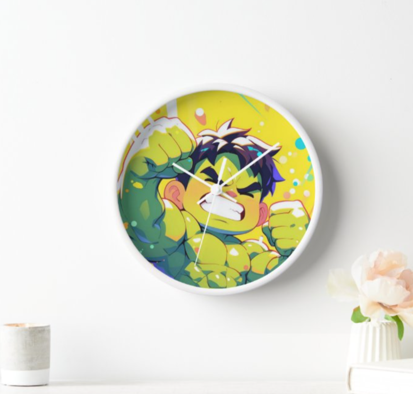 Cartoon Hulk Wall Clock